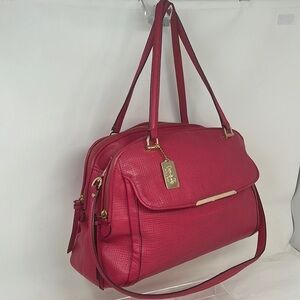 Coach 30092 Madison Embossed Leather Georgie Shoulder Satchel in Pink Ruby